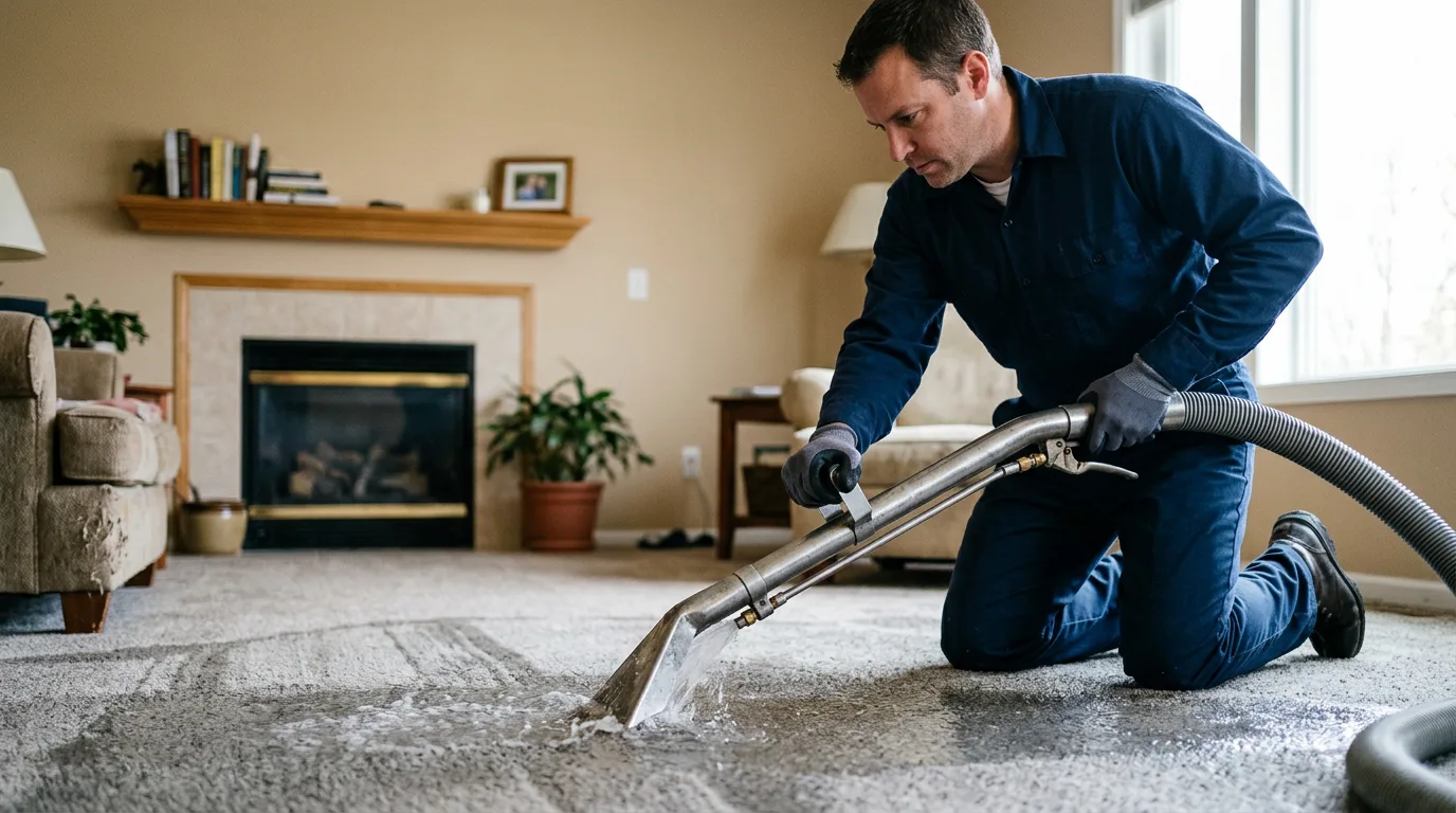 Water damage restoration technician working near Valrico, FL